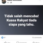 Hantaran Sallehudin Amiruddin dalam akaun Facebooknya baru-baru ini.